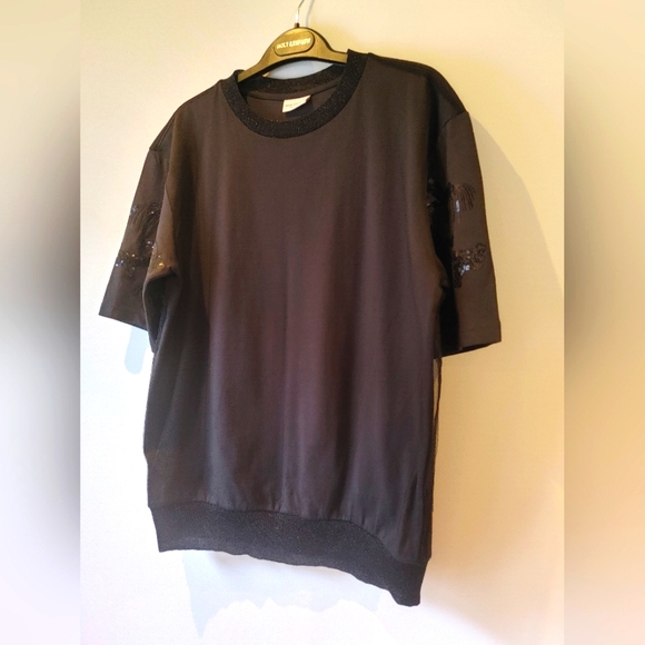 Dries Van Noten Mesh Overlay Sequin Embellished T-Shirt Size XS - Picture 2 of 9